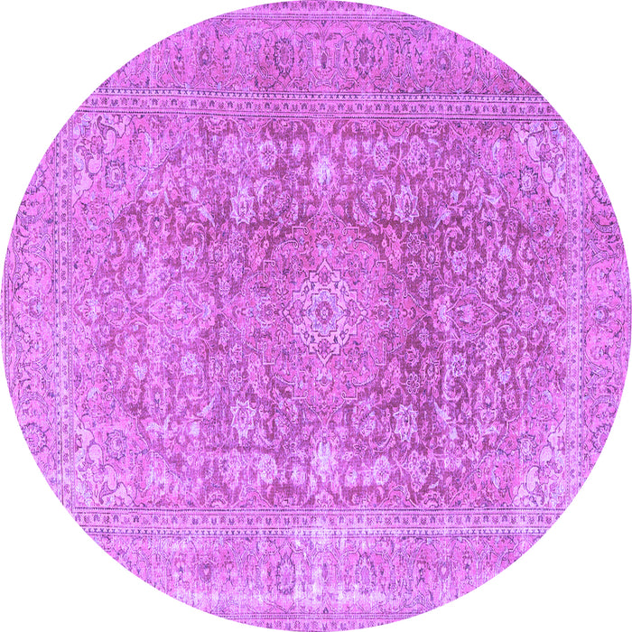 Round Machine Washable Persian Purple Traditional Area Rugs, wshtr3704pur