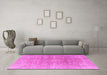 Machine Washable Persian Pink Traditional Rug in a Living Room, wshtr3704pnk