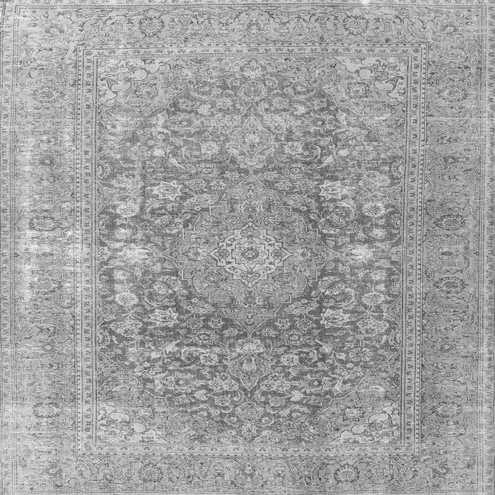 Round Machine Washable Persian Gray Traditional Rug, wshtr3704gry