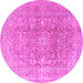 Round Persian Pink Traditional Rug, tr3704pnk