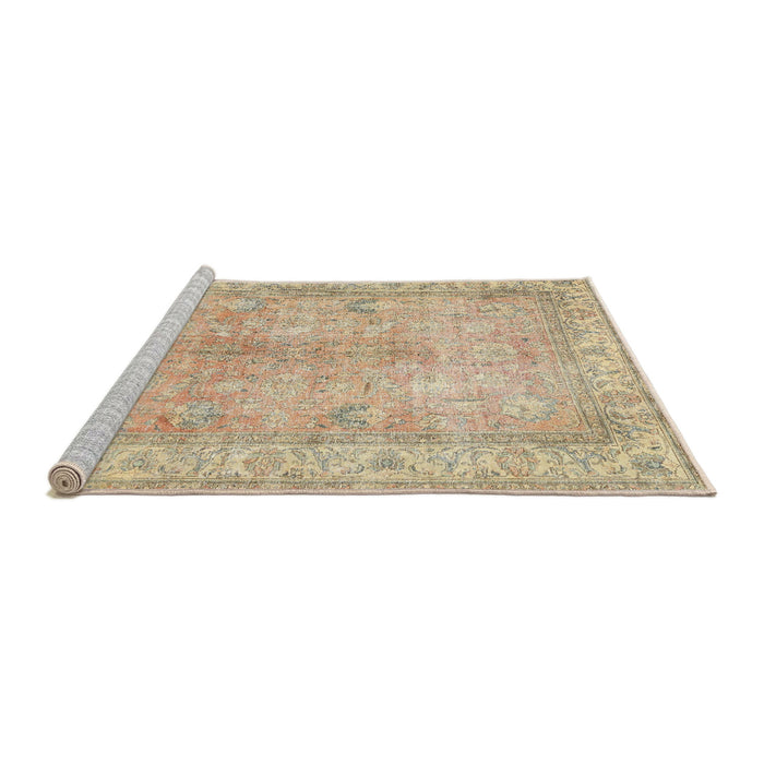Sideview of Machine Washable Traditional Brown Rug, wshtr3705