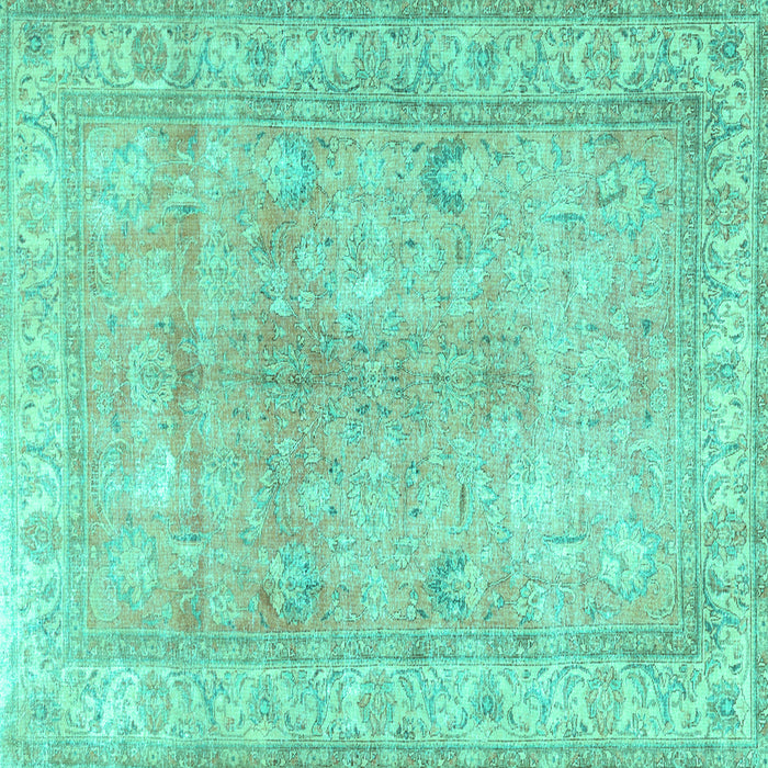 Square Machine Washable Persian Turquoise Traditional Area Rugs, wshtr3705turq