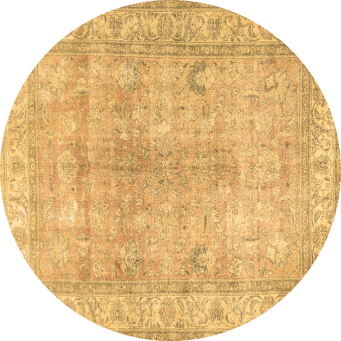Round Persian Brown Traditional Rug, tr3705brn
