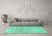 Machine Washable Persian Turquoise Traditional Area Rugs in a Living Room,, wshtr3705turq