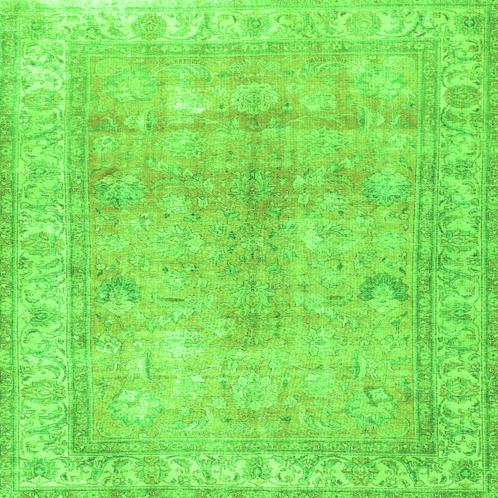 Round Machine Washable Persian Green Traditional Area Rugs, wshtr3705grn