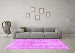 Machine Washable Persian Purple Traditional Area Rugs in a Living Room, wshtr3705pur