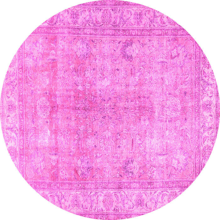 Round Machine Washable Persian Pink Traditional Rug, wshtr3705pnk