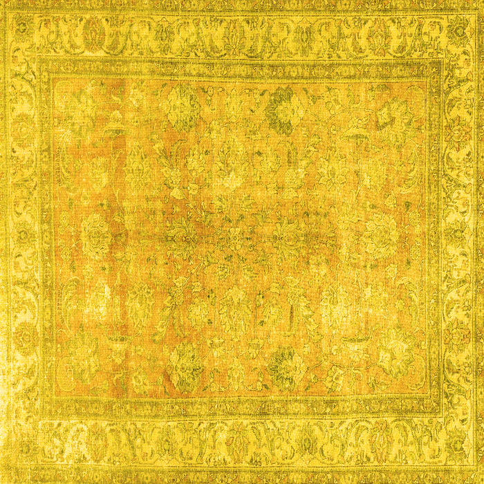 Square Machine Washable Persian Yellow Traditional Rug, wshtr3705yw