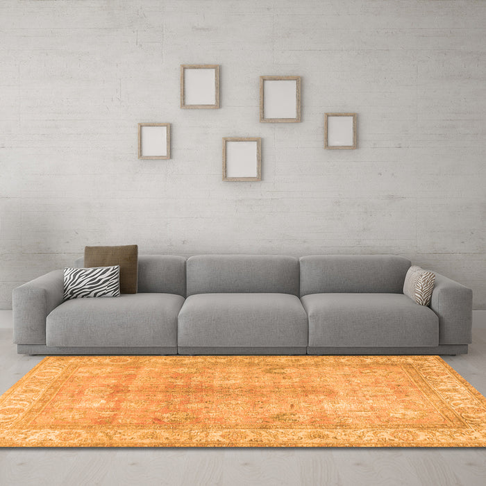 Machine Washable Persian Orange Traditional Area Rugs in a Living Room, wshtr3705org
