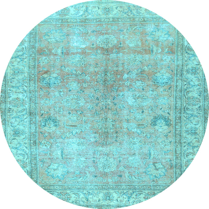 Round Persian Light Blue Traditional Rug, tr3705lblu