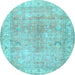 Round Persian Light Blue Traditional Rug, tr3705lblu