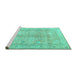 Sideview of Machine Washable Persian Turquoise Traditional Area Rugs, wshtr3705turq