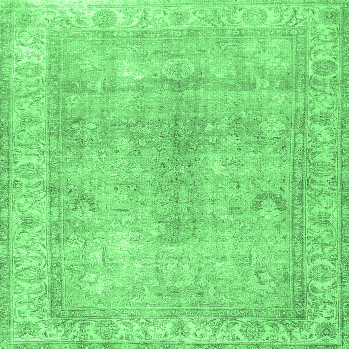 Square Machine Washable Persian Emerald Green Traditional Area Rugs, wshtr3705emgrn
