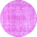 Round Persian Purple Traditional Rug, tr3705pur