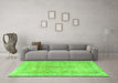 Machine Washable Persian Green Traditional Area Rugs in a Living Room,, wshtr3705grn