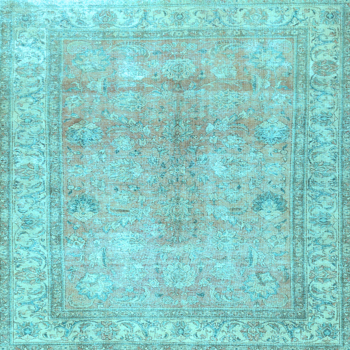 Square Machine Washable Persian Light Blue Traditional Rug, wshtr3705lblu