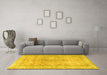 Machine Washable Persian Yellow Traditional Rug in a Living Room, wshtr3705yw