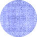 Round Persian Blue Traditional Rug, tr3705blu