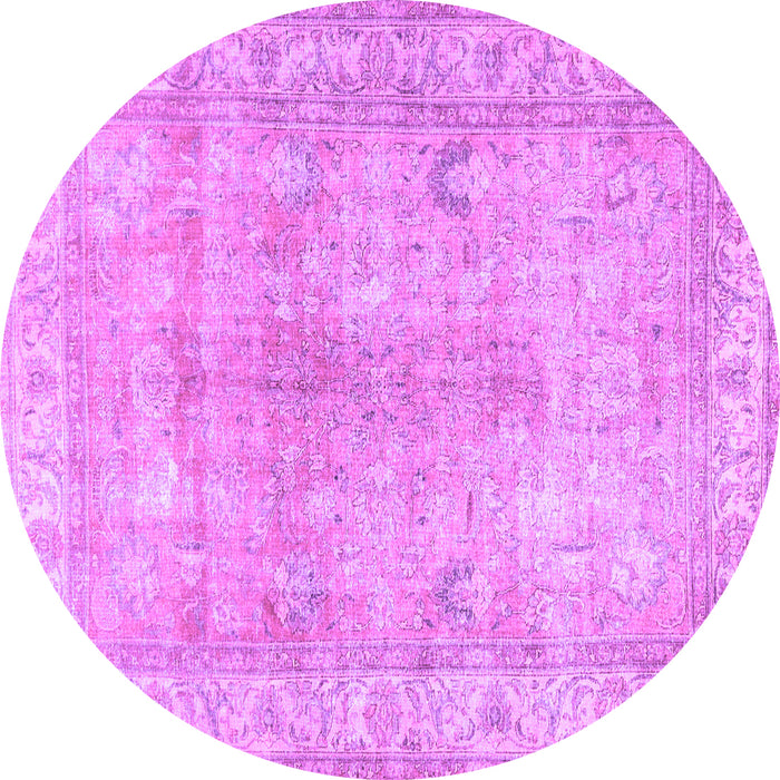 Round Machine Washable Persian Purple Traditional Area Rugs, wshtr3705pur