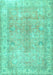 Machine Washable Persian Turquoise Traditional Area Rugs, wshtr3705turq