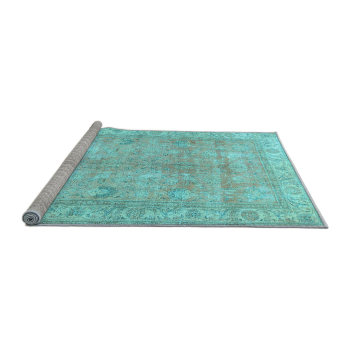 Sideview of Machine Washable Persian Light Blue Traditional Rug, wshtr3705lblu