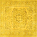 Square Machine Washable Persian Yellow Traditional Rug, wshtr3706yw