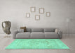 Machine Washable Persian Turquoise Traditional Area Rugs in a Living Room,, wshtr3706turq