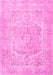 Machine Washable Persian Pink Traditional Rug, wshtr3706pnk