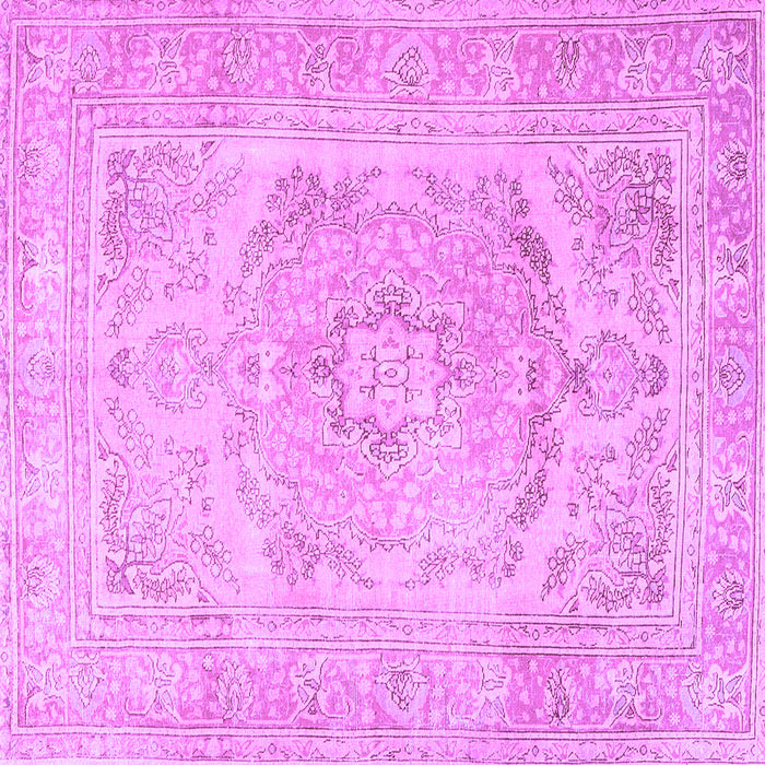 Square Machine Washable Persian Purple Traditional Area Rugs, wshtr3706pur