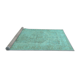 Sideview of Machine Washable Persian Light Blue Traditional Rug, wshtr3706lblu