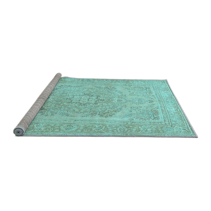 Sideview of Machine Washable Persian Light Blue Traditional Rug, wshtr3706lblu