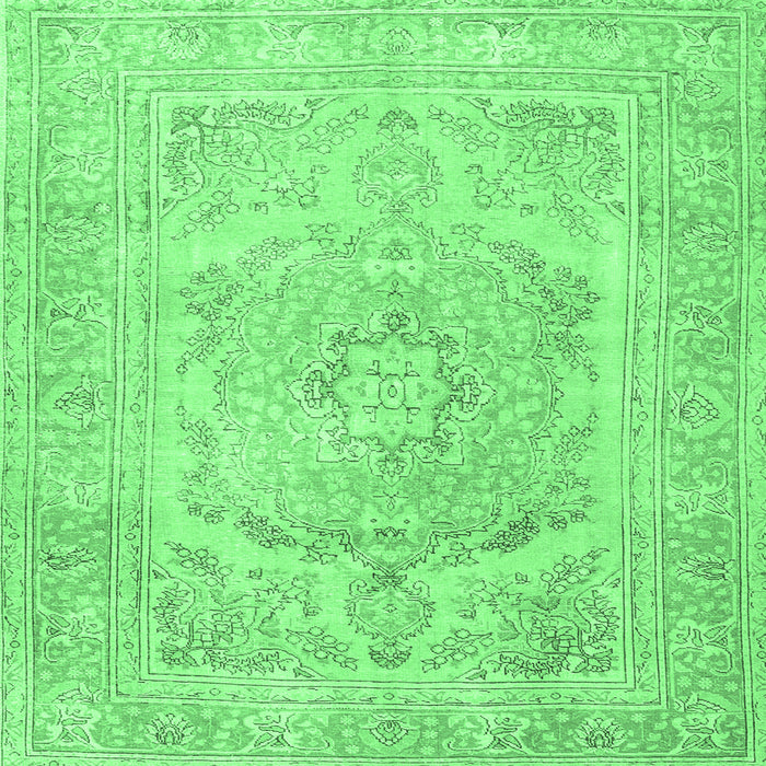 Square Machine Washable Persian Emerald Green Traditional Area Rugs, wshtr3706emgrn
