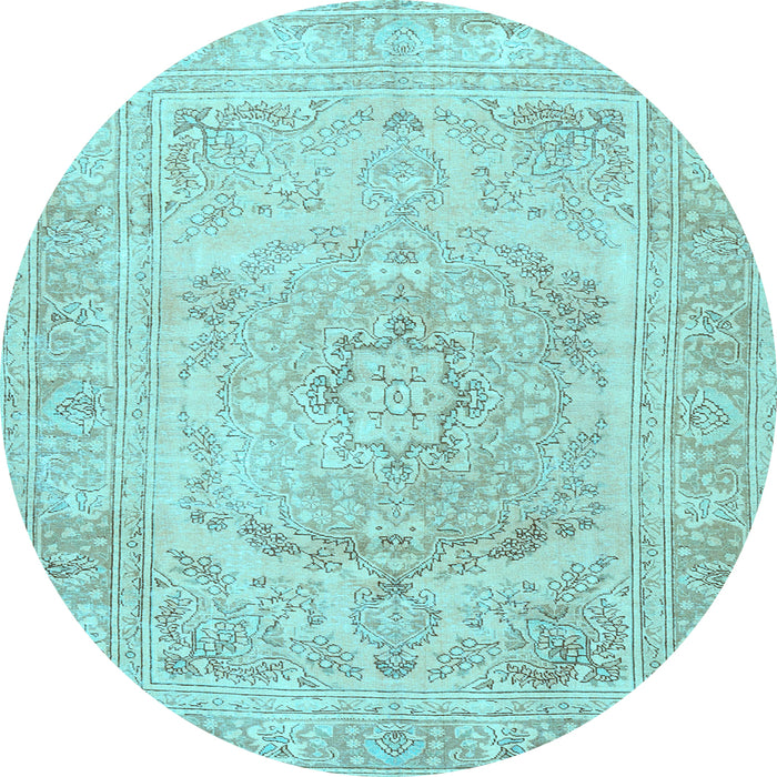 Round Persian Light Blue Traditional Rug, tr3706lblu