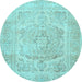 Round Persian Light Blue Traditional Rug, tr3706lblu