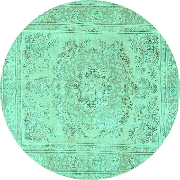 Round Persian Turquoise Traditional Rug, tr3706turq
