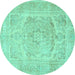 Round Persian Turquoise Traditional Rug, tr3706turq