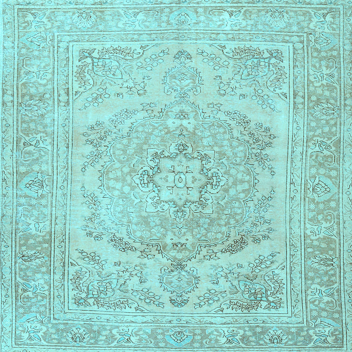 Square Machine Washable Persian Light Blue Traditional Rug, wshtr3706lblu