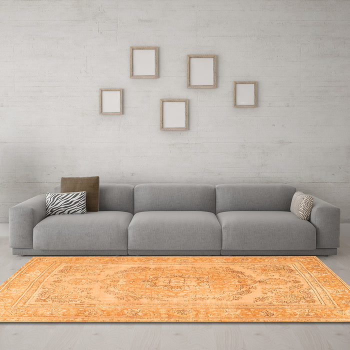 Machine Washable Persian Orange Traditional Area Rugs in a Living Room, wshtr3706org