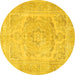 Round Persian Yellow Traditional Rug, tr3706yw