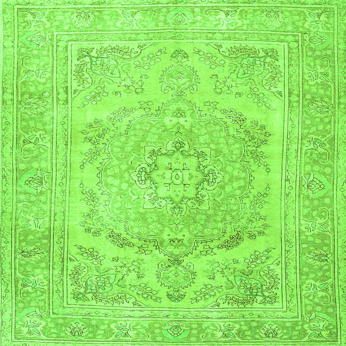 Round Machine Washable Persian Green Traditional Area Rugs, wshtr3706grn