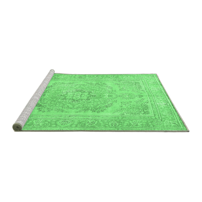 Sideview of Machine Washable Persian Emerald Green Traditional Area Rugs, wshtr3706emgrn