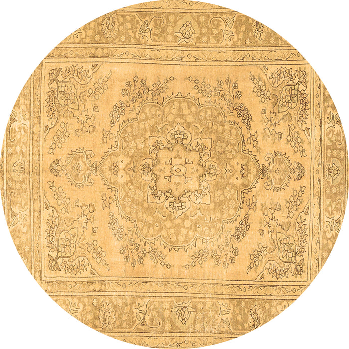 Round Persian Brown Traditional Rug, tr3706brn