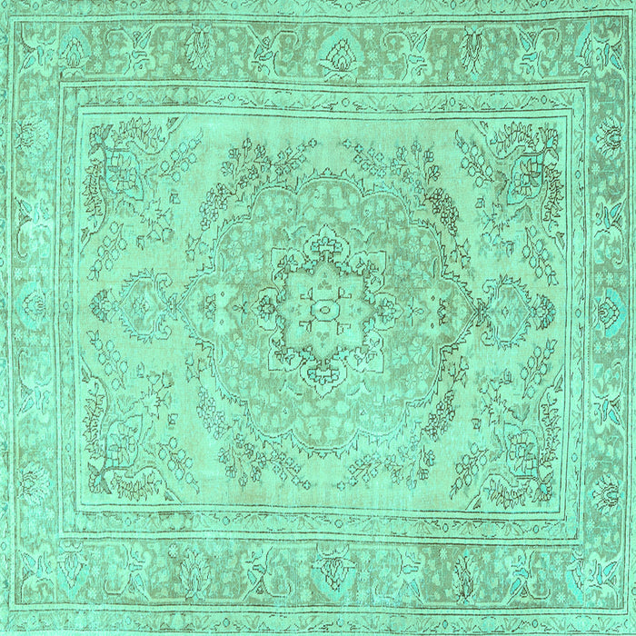 Square Persian Turquoise Traditional Rug, tr3706turq