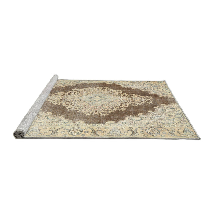 Sideview of Machine Washable Traditional Gold Rug, wshtr3707