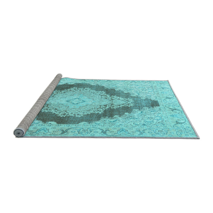 Sideview of Machine Washable Persian Light Blue Traditional Rug, wshtr3707lblu