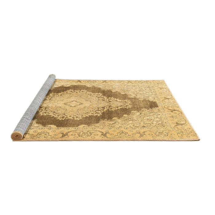 Sideview of Machine Washable Persian Brown Traditional Rug, wshtr3707brn