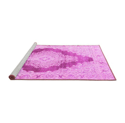 Sideview of Machine Washable Persian Pink Traditional Rug, wshtr3707pnk