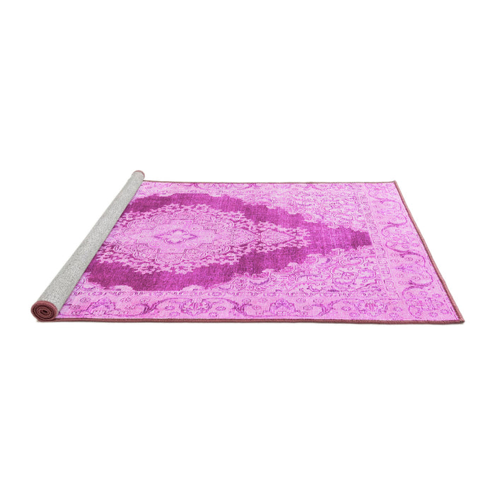 Sideview of Machine Washable Persian Pink Traditional Rug, wshtr3707pnk