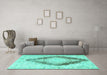 Machine Washable Persian Turquoise Traditional Area Rugs in a Living Room,, wshtr3707turq