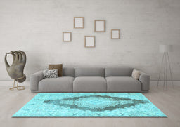 Machine Washable Persian Light Blue Traditional Rug in a Living Room, wshtr3707lblu